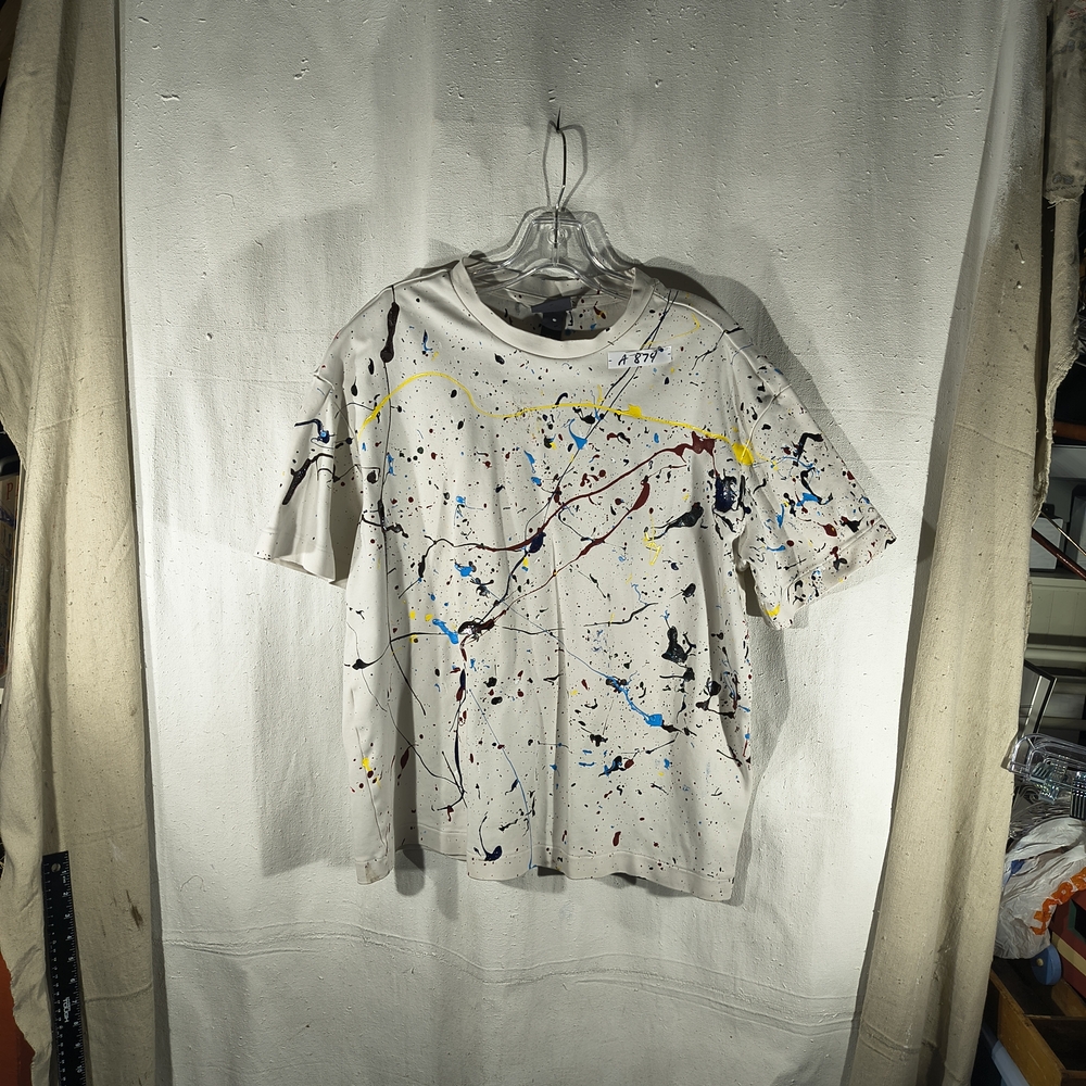 Timothy Designs Men's Size Large Cream T-SHIRT W/Unique Street Wear Art Design